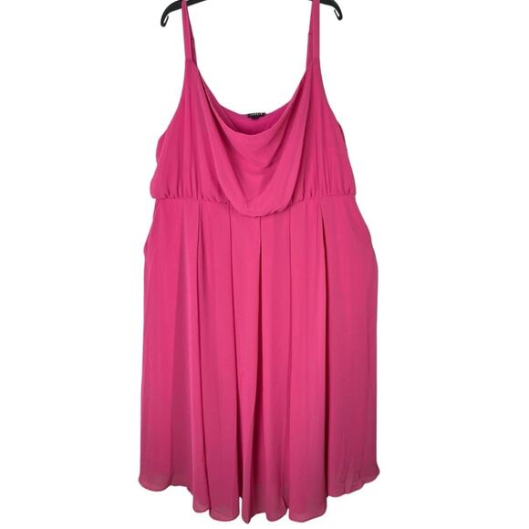 Torrid Chiffon Pink Cowl Neck Flowy Pleated Midi Dress - Picture 2 of 14